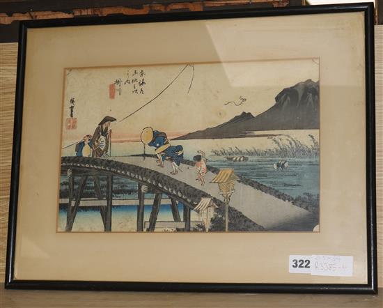 A Japanese woodblock print 21.5 x 34cm.